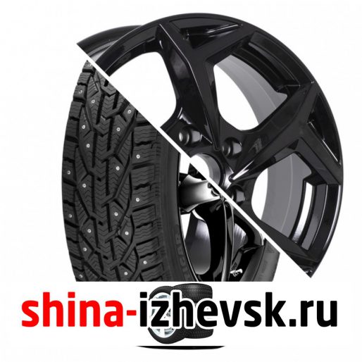 Колесо в сборе Tigar Ice 205/55 R16 T 94 + RST R066 6.5xR16 5×112 ET46 DIA57.1 Черный глянцевый в Ижевске